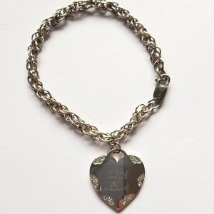 925 Sterling Silver With Love Heart Tag Bracelet